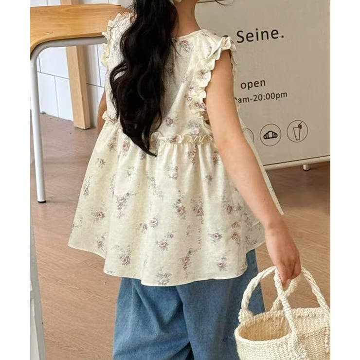 フラワープリントノースリーブトップス | aimoha kids | 詳細画像13 