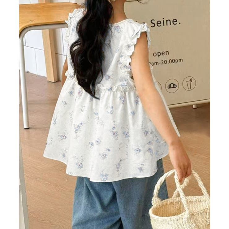 フラワープリントノースリーブトップス | aimoha kids | 詳細画像6 