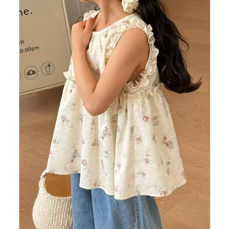 フラワープリントノースリーブトップス | aimoha kids | 詳細画像7 