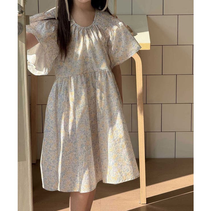 フラワープリントフレアワンピース[品番：XT000013632]｜aimoha