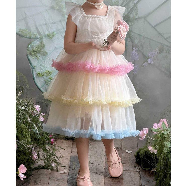 レインボーフリルチュールワンピース | aimoha kids | 詳細画像7 