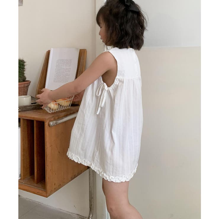 【aimoha-KIDS-】サイドリボンフリルワンピース | aimoha kids | 詳細画像1 