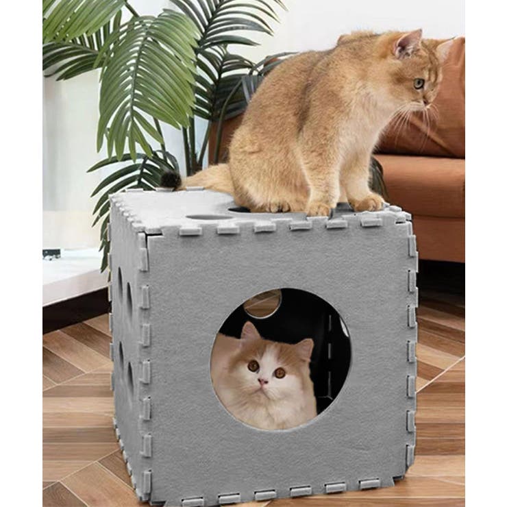 サイコロ型 ペットフェルトボックス 猫 ネコ[品番：XT000013853