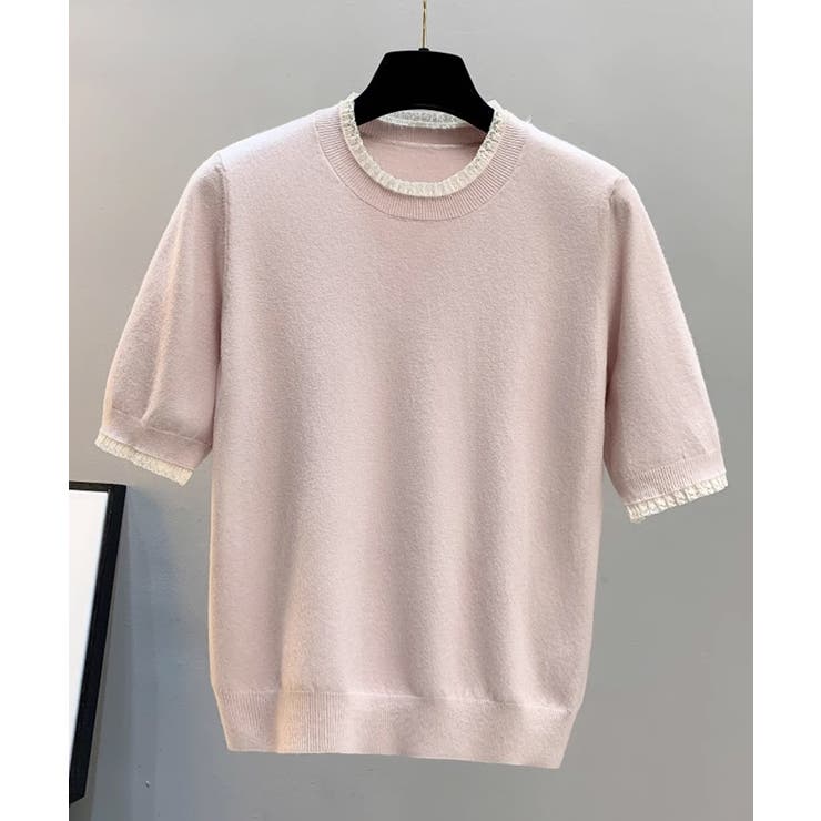 クルーネック半袖ニットトップス | aimoha  | 詳細画像9 