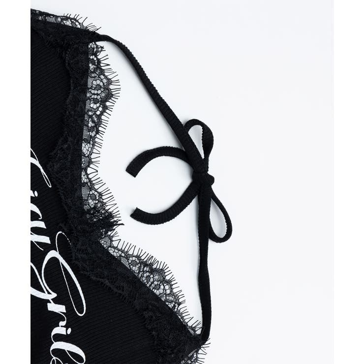 for girls レース×ロゴプリントホルターネックトップス | HOOK | 詳細画像7 