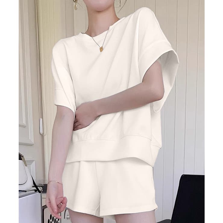 クルーネック半袖スウェット Tシャツ | aimoha  | 詳細画像1 