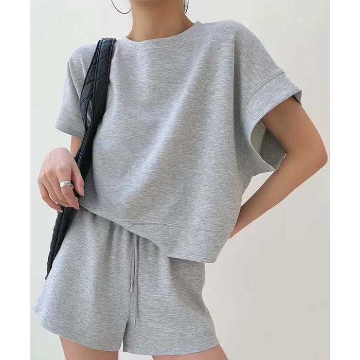 杢グレー | クルーネック半袖スウェット Tシャツ | aimoha 