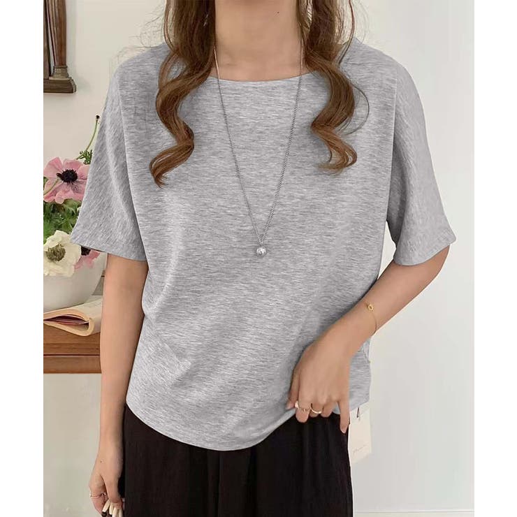 杢グレー | シンプルクルーネック半袖カットソー | aimoha 