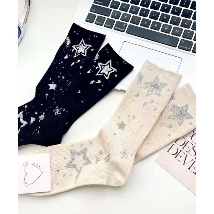 【MOSOX】スターモチーフデザインリブクルーソックス | aimoha  | 詳細画像4 
