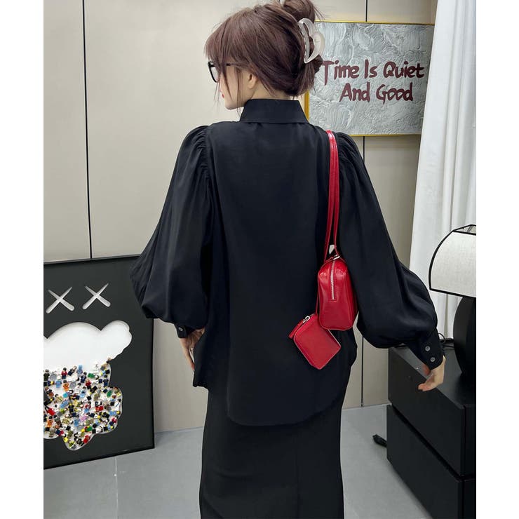 パフスリーブ長袖シャツブラウス | aimoha  | 詳細画像11 