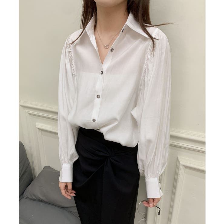 パフスリーブ長袖シャツブラウス | aimoha  | 詳細画像2 