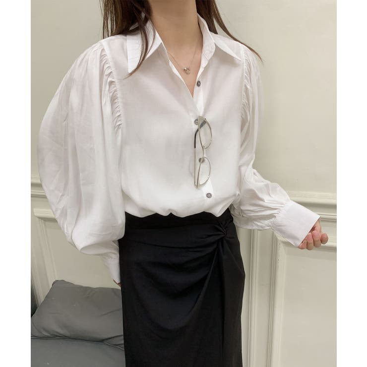 パフスリーブ長袖シャツブラウス | aimoha  | 詳細画像4 