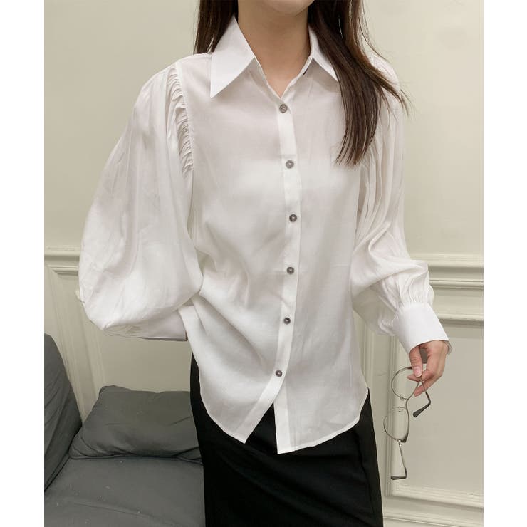 パフスリーブ長袖シャツブラウス | aimoha  | 詳細画像6 