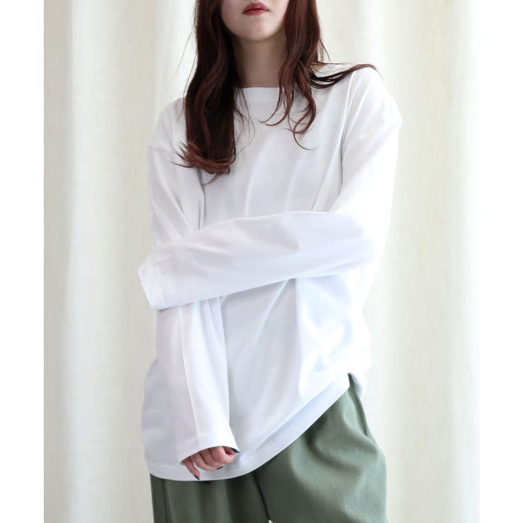 ロングスリーブシンプルクルーネックTシャツ ロング ロンT 長袖 | aimoha  | 詳細画像9 