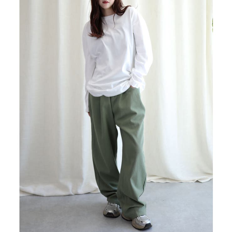 ロングスリーブシンプルクルーネックTシャツ ロング ロンT 長袖 | aimoha  | 詳細画像14 