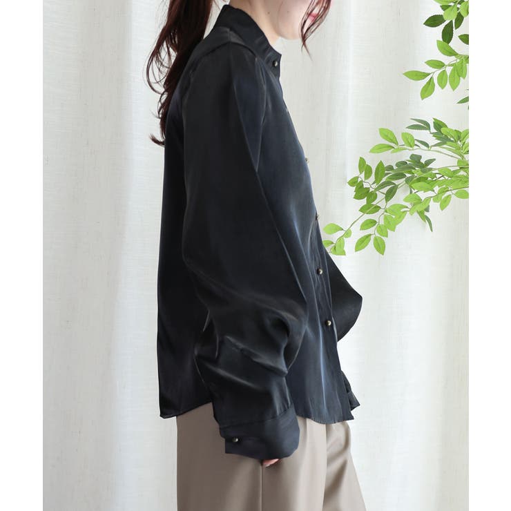 オリジナル光沢感バンドカラーブラウス | aimoha  | 詳細画像11 