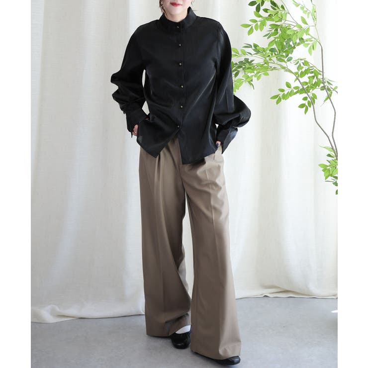 オリジナル光沢感バンドカラーブラウス | aimoha  | 詳細画像13 