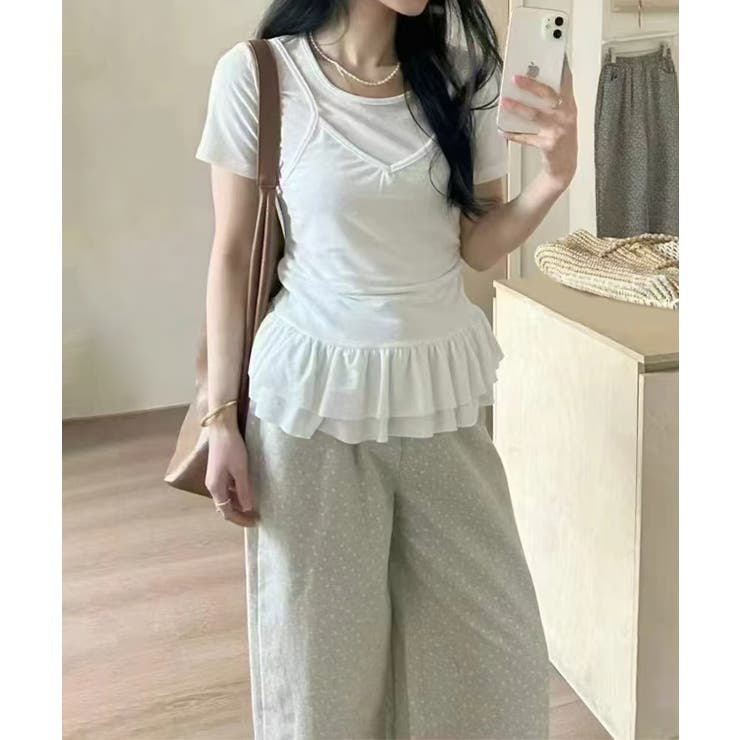 【Jasmine】レイヤード風裾フリルTシャツ Jasmine Grandifl… | aimoha  | 詳細画像30 