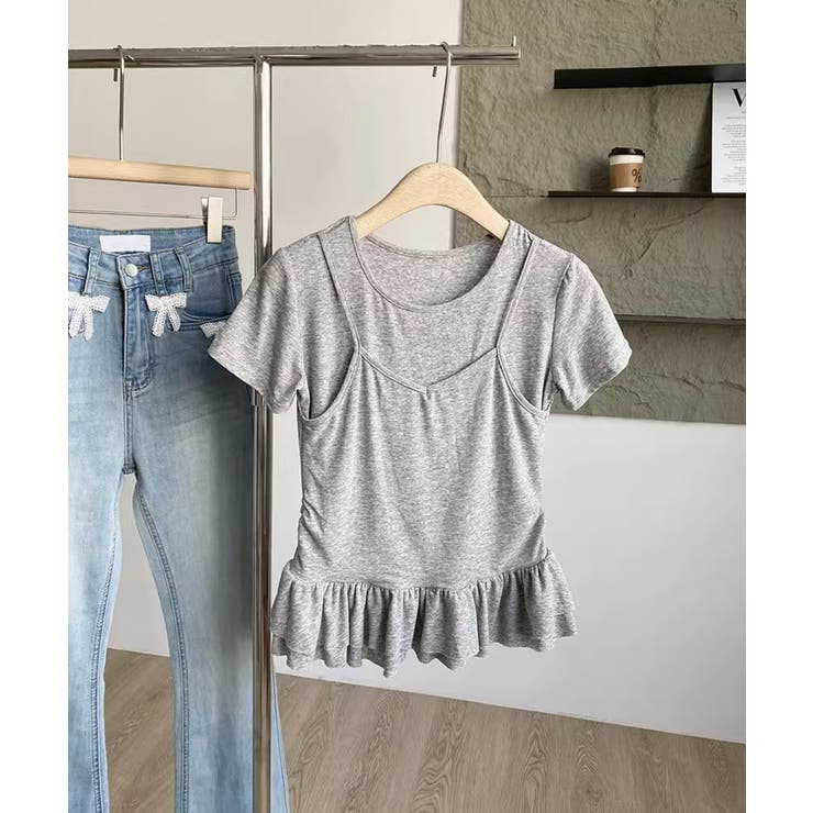 【Jasmine】レイヤード風裾フリルTシャツ Jasmine Grandifl… | aimoha  | 詳細画像5 