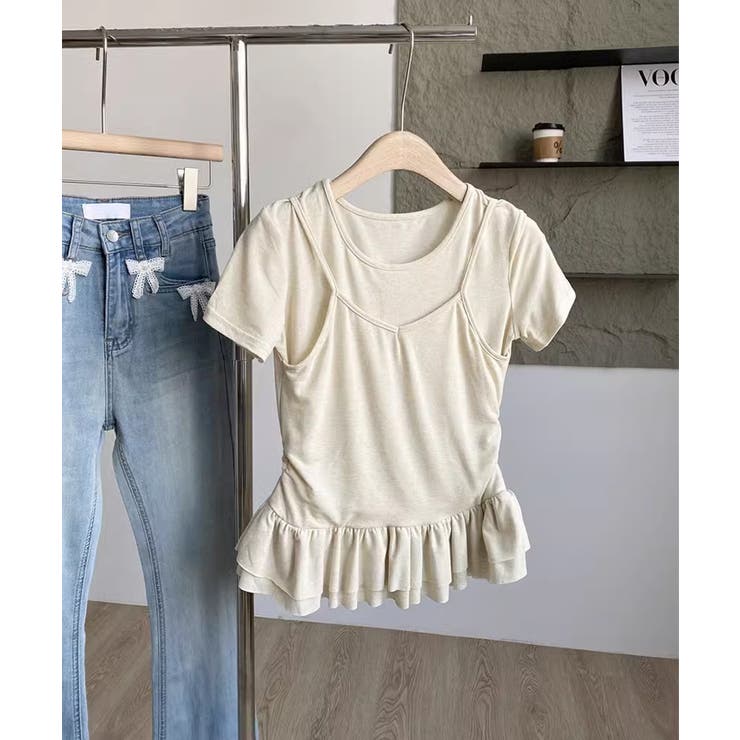 【Jasmine】レイヤード風裾フリルTシャツ Jasmine Grandifl… | aimoha  | 詳細画像6 