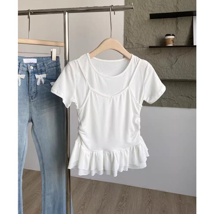 【Jasmine】レイヤード風裾フリルTシャツ Jasmine Grandifl… | aimoha  | 詳細画像7 