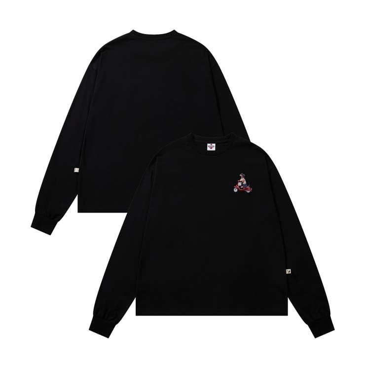 ブラック | HOOK -original- DOGワンポイント刺繍ロンTEE | HOOK
