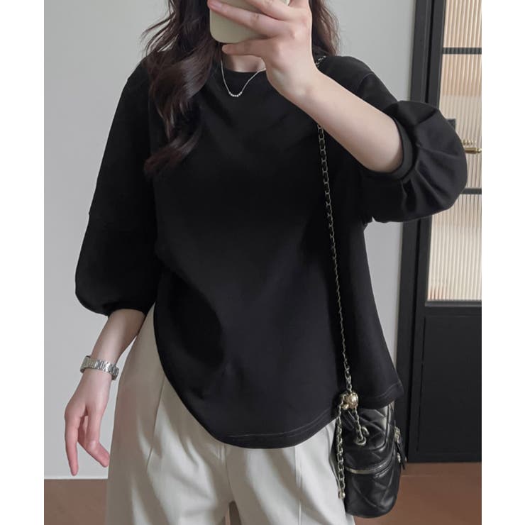 ブラック | ステッチラインデザインTシャツ | aimoha 