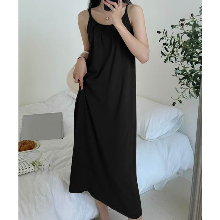 ブラック | 【aimoha】キャミソールロングワンピース | aimoha 