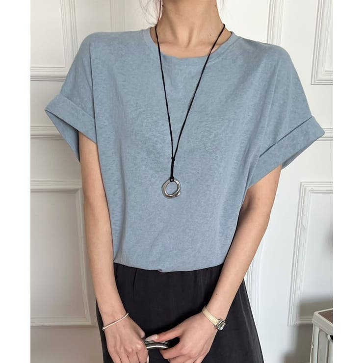 ブルー | 8色 ゆったりシルエットTシャツ | aimoha 