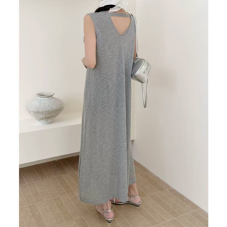 Vネックノースリーブロングワンピース | aimoha  | 詳細画像7 