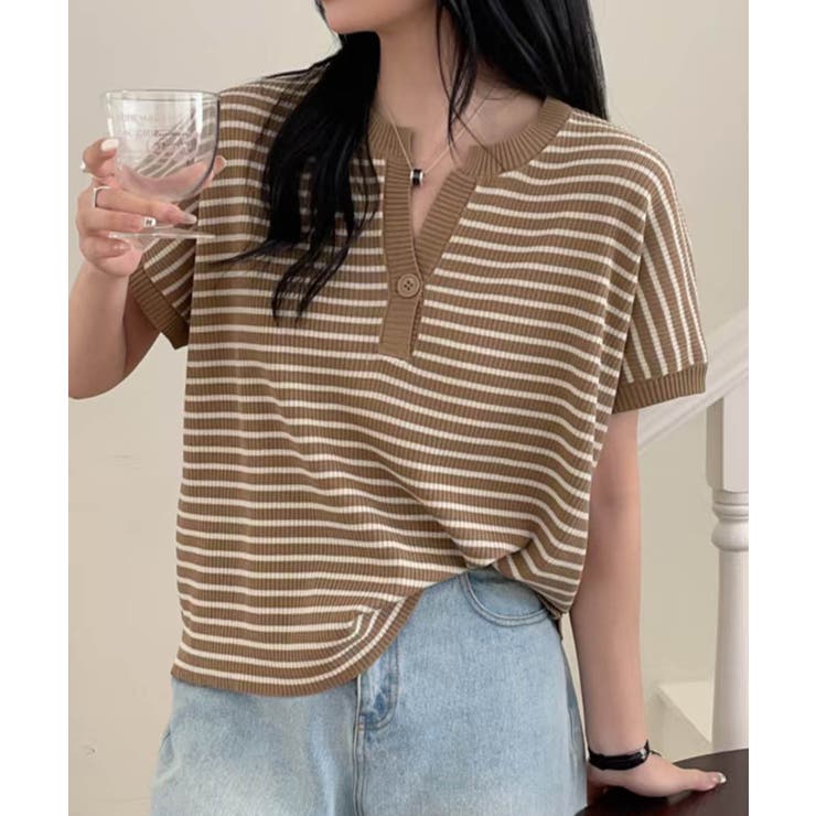 【aimoha】Yヘンリーネックボーダーリラックスプルオーバー | aimoha  | 詳細画像19 