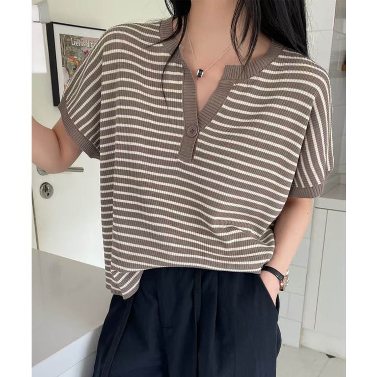 【aimoha】Yヘンリーネックボーダーリラックスプルオーバー | aimoha  | 詳細画像8 