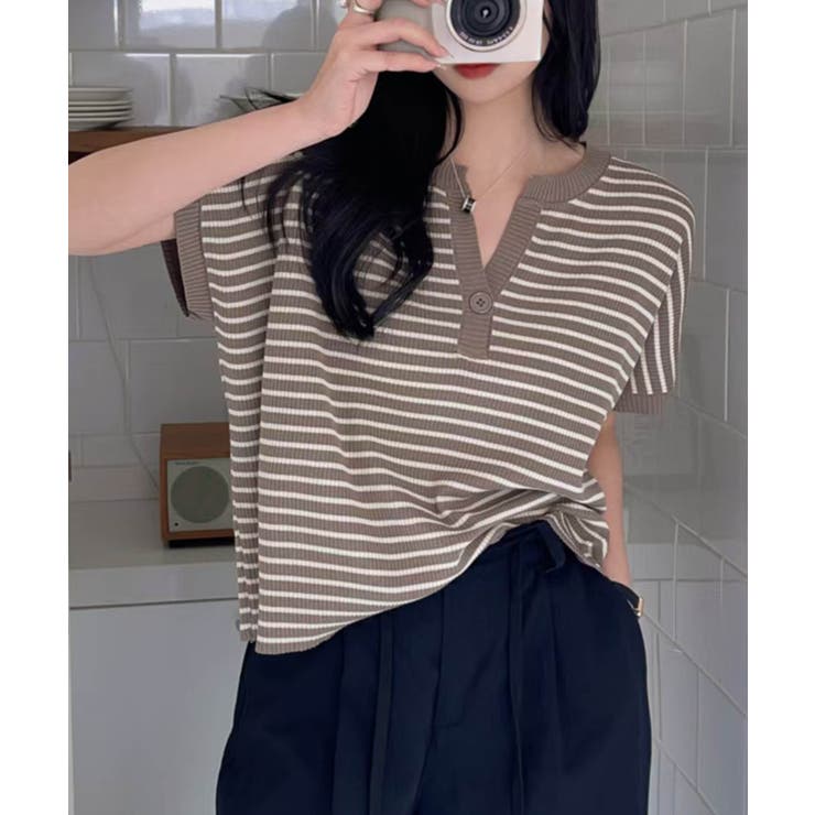 【aimoha】Yヘンリーネックボーダーリラックスプルオーバー | aimoha  | 詳細画像9 