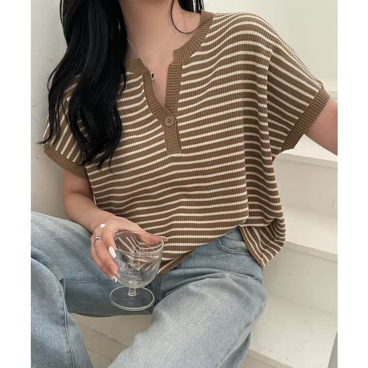 【aimoha】Yヘンリーネックボーダーリラックスプルオーバー | aimoha  | 詳細画像3 