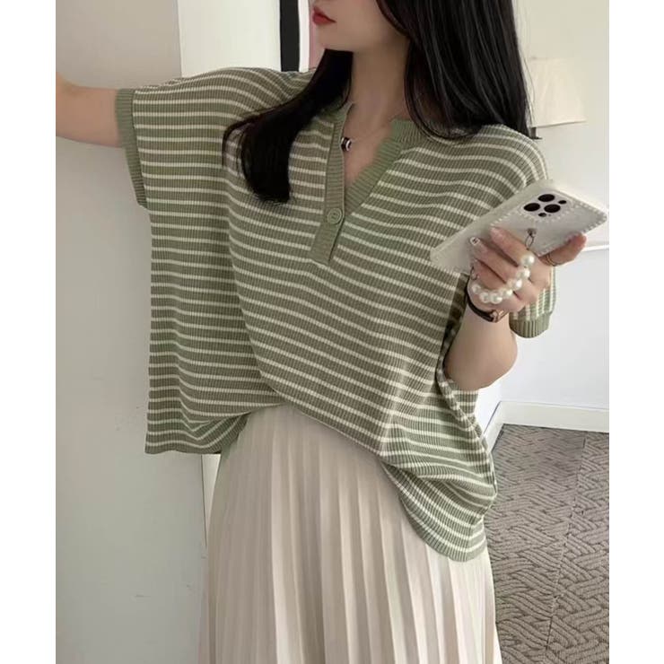 【aimoha】Yヘンリーネックボーダーリラックスプルオーバー | aimoha  | 詳細画像6 