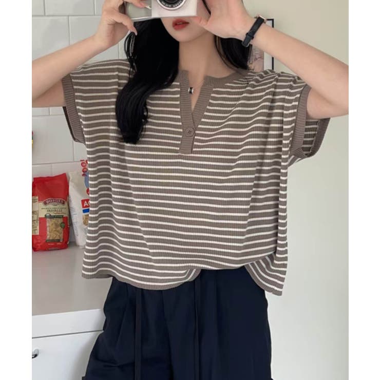 【aimoha】Yヘンリーネックボーダーリラックスプルオーバー | aimoha  | 詳細画像7 