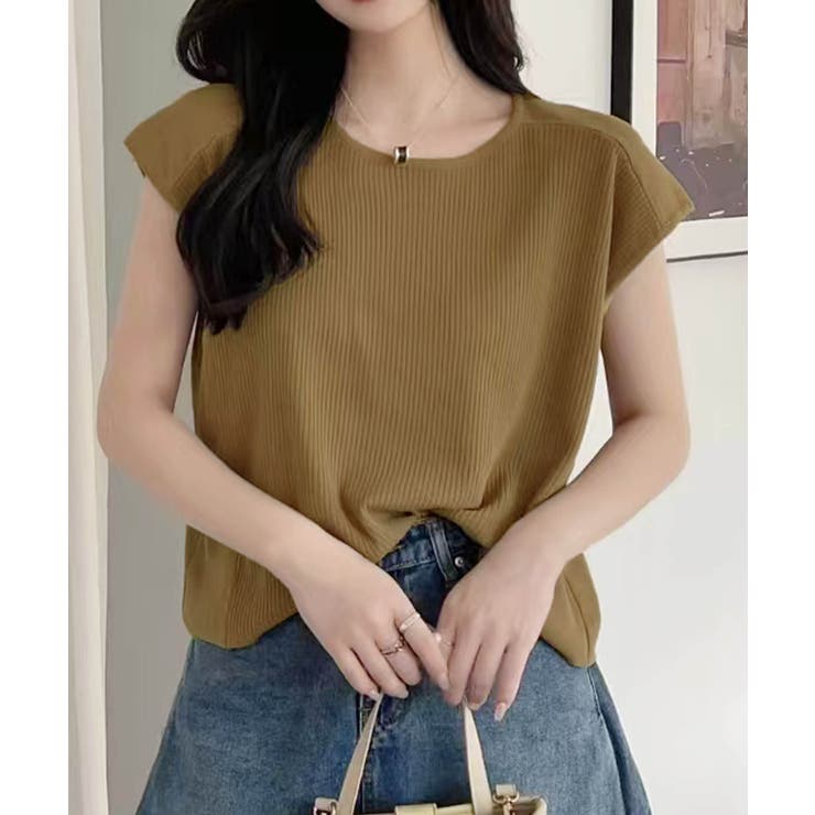キャメル | 【aimoha】フロントリブデザインノースリーブトップス | aimoha 