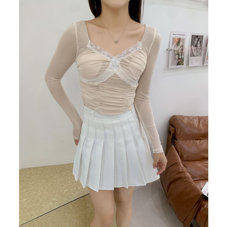 【Jasmine】クロスデザインレースメッシュトップス Jasmine Gran… | aimoha  | 詳細画像10 