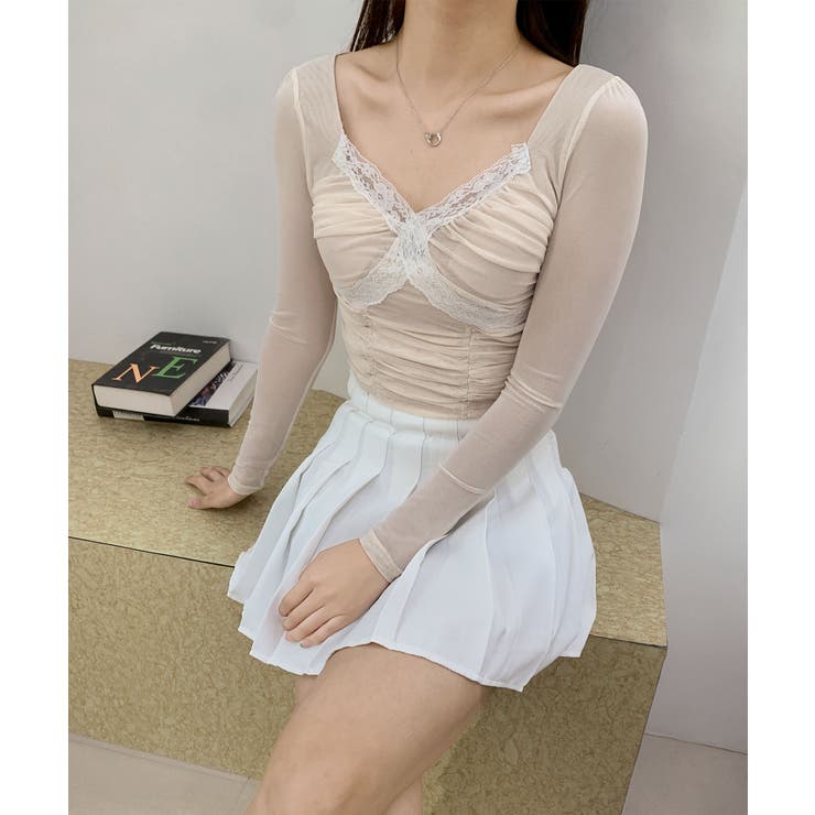 【Jasmine】クロスデザインレースメッシュトップス Jasmine Gran… | aimoha  | 詳細画像6 