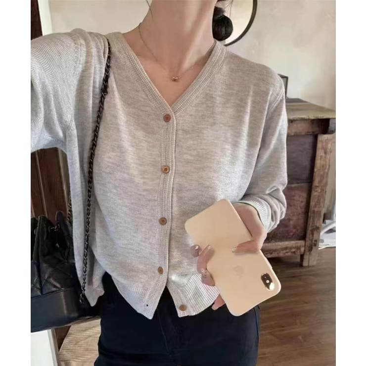 ライトグレー | 【aimoha】ベーシックVネックニットカーディガン | aimoha 
