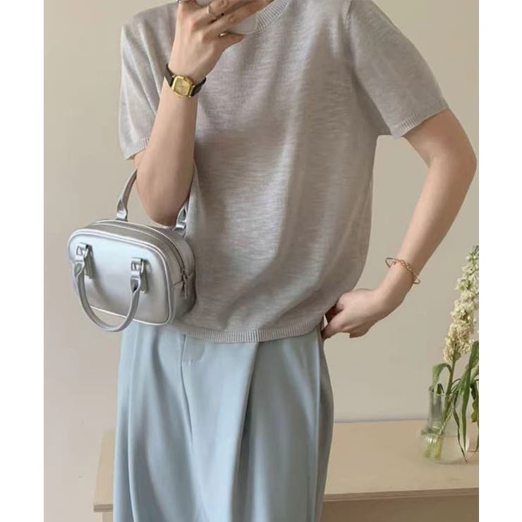 シンプル半袖ニットトップス | aimoha  | 詳細画像7 