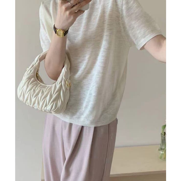 シンプル半袖ニットトップス | aimoha  | 詳細画像10 