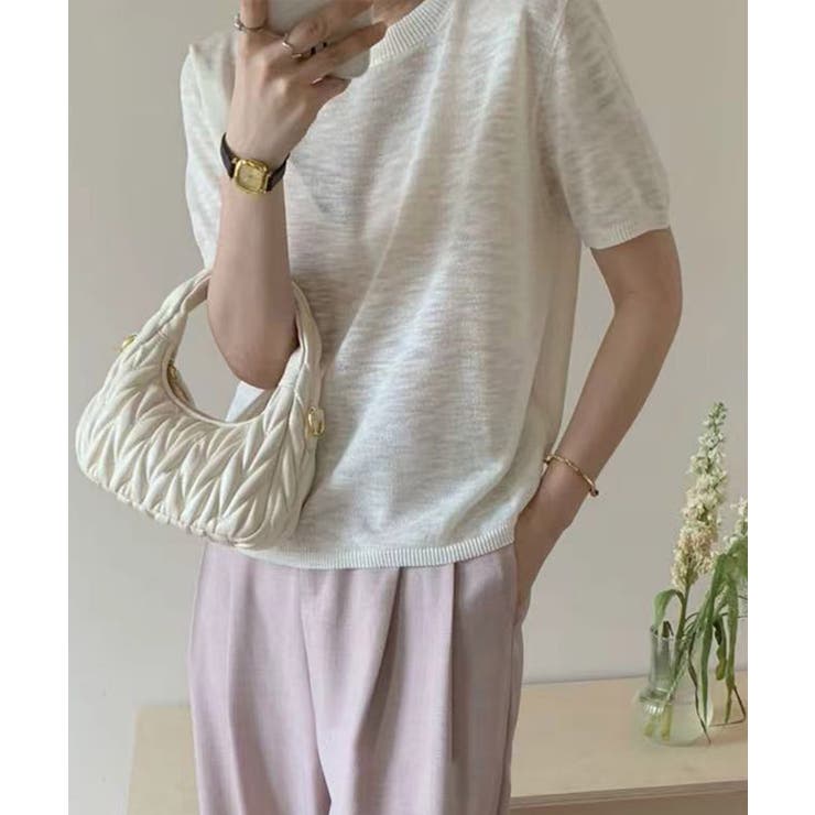 シンプル半袖ニットトップス | aimoha  | 詳細画像11 