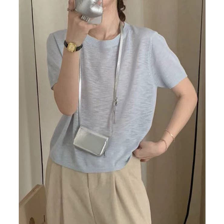 シンプル半袖ニットトップス | aimoha  | 詳細画像12 