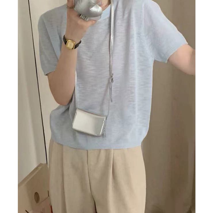 シンプル半袖ニットトップス | aimoha  | 詳細画像13 