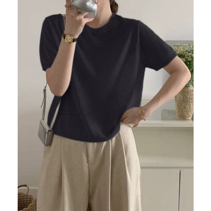 シンプル半袖ニットトップス | aimoha  | 詳細画像16 