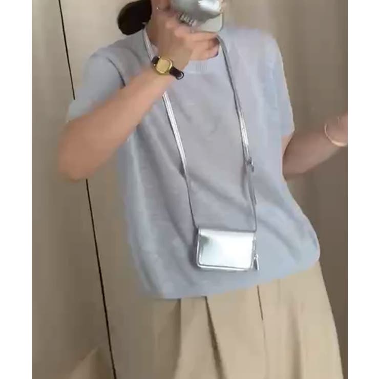 シンプル半袖ニットトップス | aimoha  | 詳細画像1 