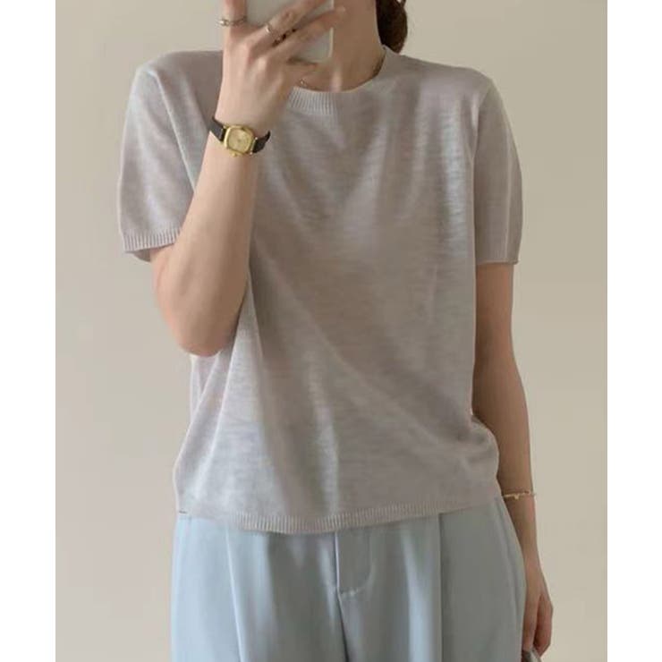 シンプル半袖ニットトップス | aimoha  | 詳細画像2 