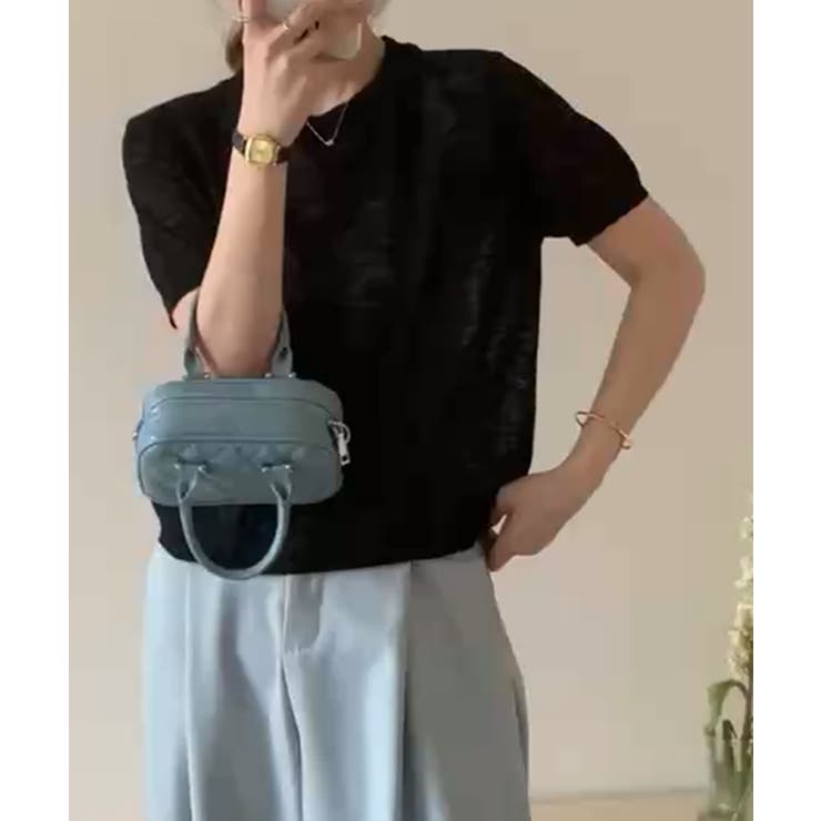 シンプル半袖ニットトップス | aimoha  | 詳細画像4 