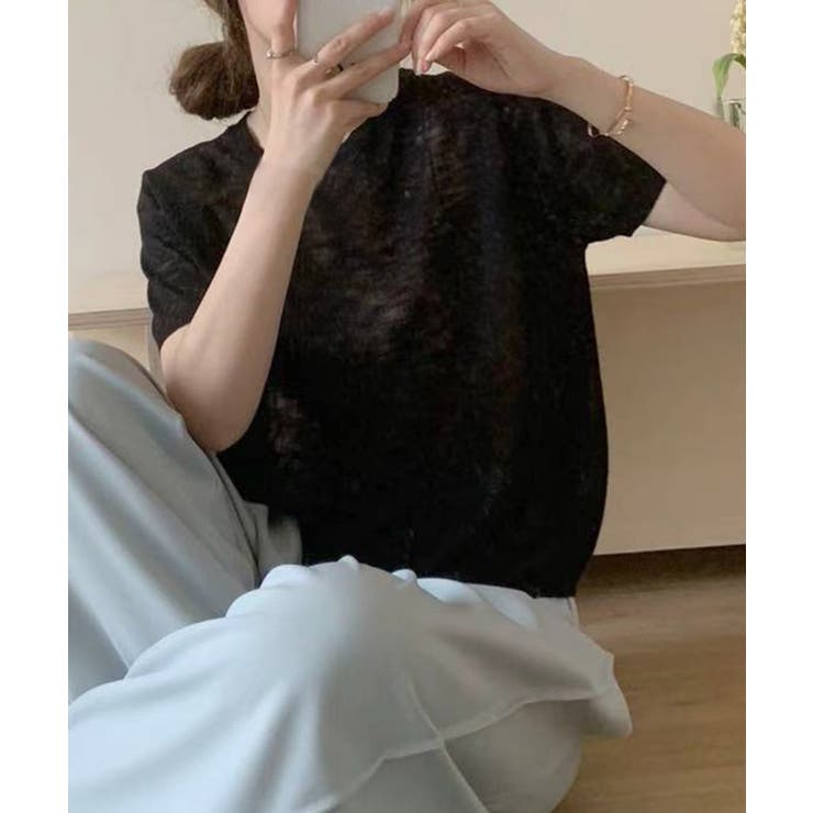 シンプル半袖ニットトップス | aimoha  | 詳細画像5 